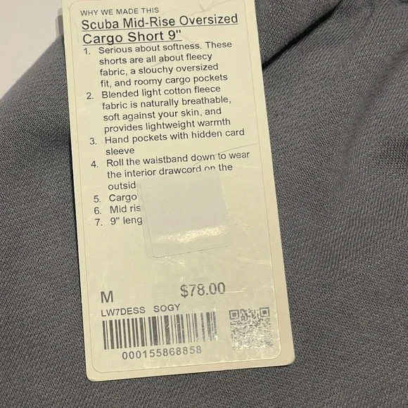 NWT Lululemon Mens Scuba Mid-Rise Oversized Cargo Short 9" Size M Solar Grey - Picture 2 of 5